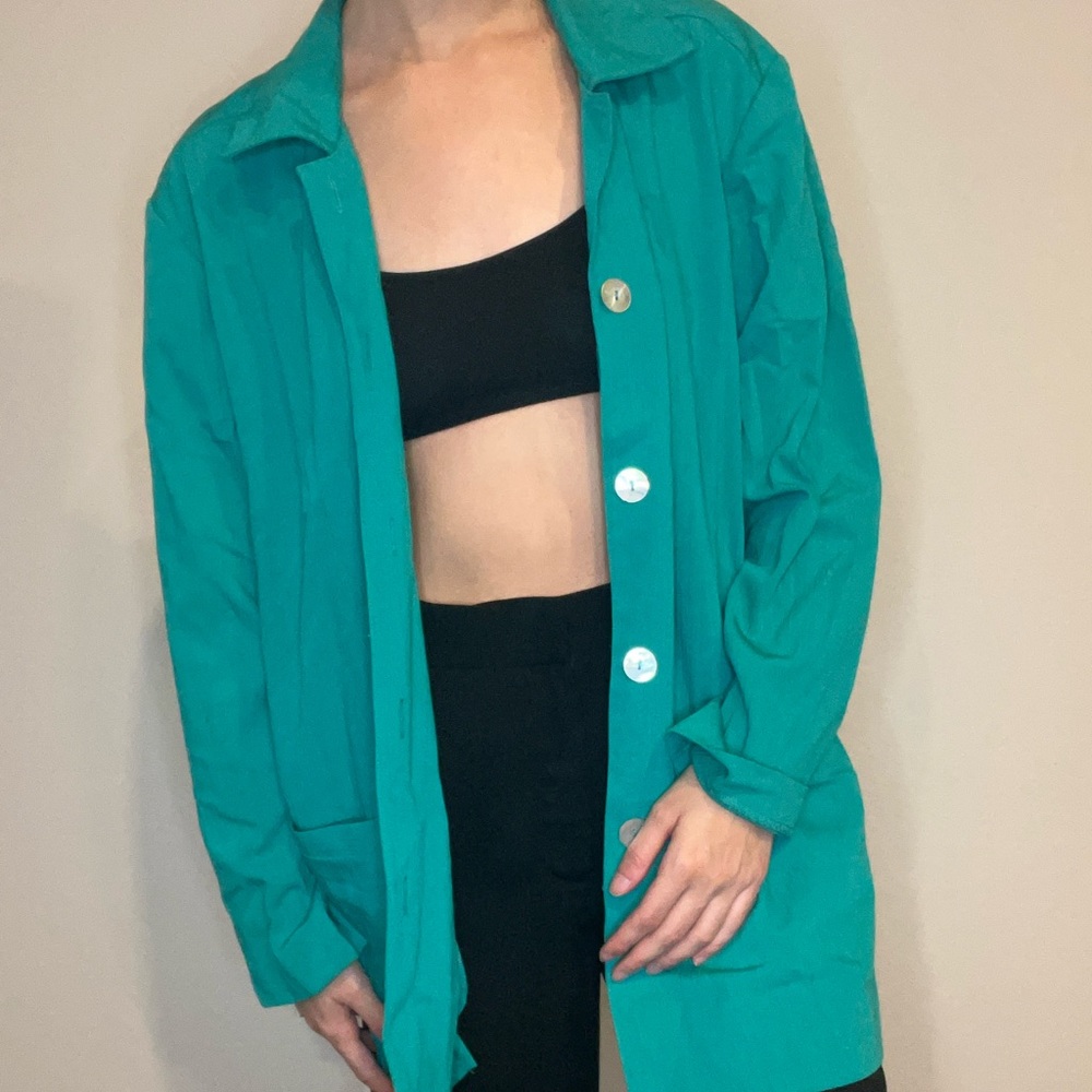 Super cute koret blue button up   * slight staining added photo of stains *